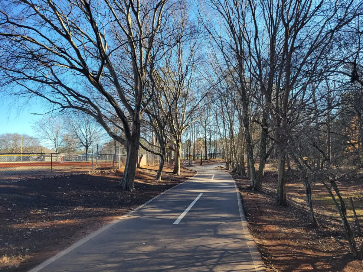 A walking path at Newtown Park, 3150 Old Alabama Road in Johns Creek