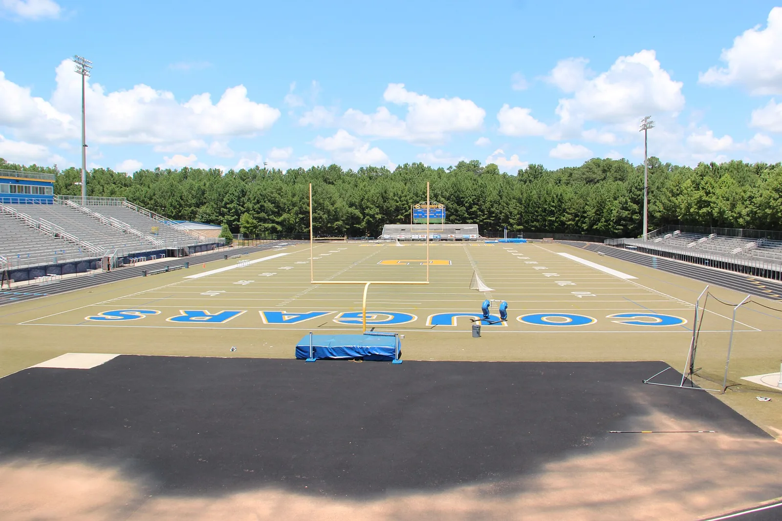 The football stadium at Chattahoochee High School, the high school Taylor Road Middle feeds, farther along Taylor Road